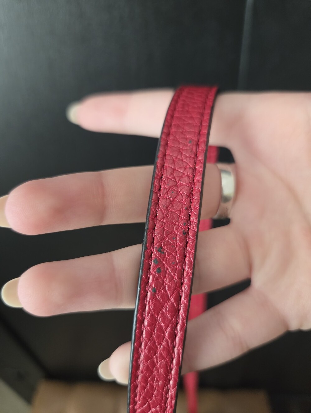 Lauren Ralph Lauren Red Pebbled Leather Crossbody Bag - Picture 5 of 16